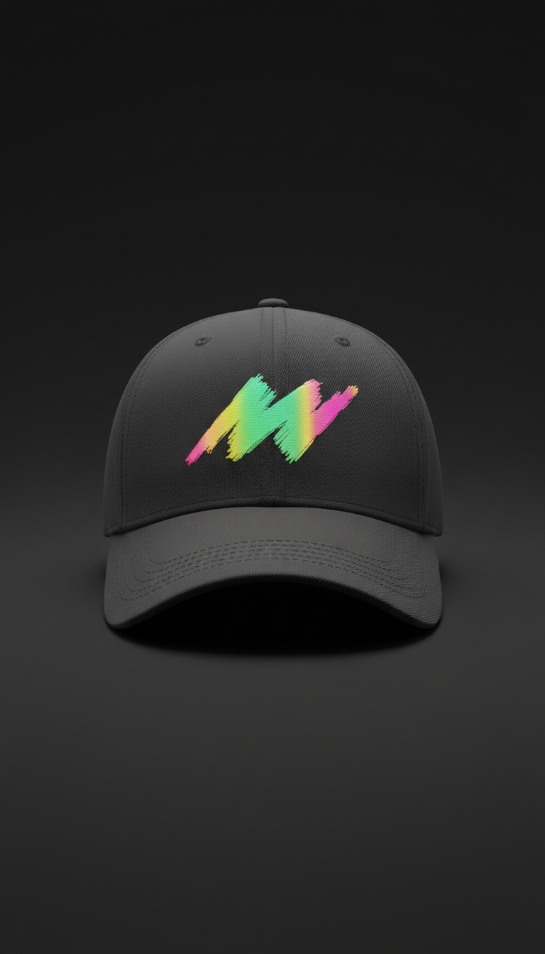 Urban Pewter matte cap with neon holographic branding