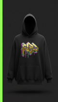 Cyber Gold oversized hoodie with chrome logo